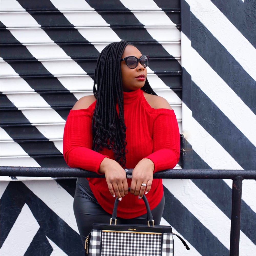 Red Cold Shoulder Top